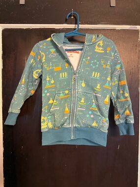 Piccolina 3T Kids Science Print Zip-Up Hoodie - Teal